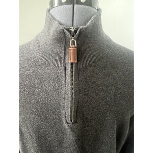 Lachlan British Inspired 100% Cotton Half Zip Sweater Men’s M Gray Maroon Collar